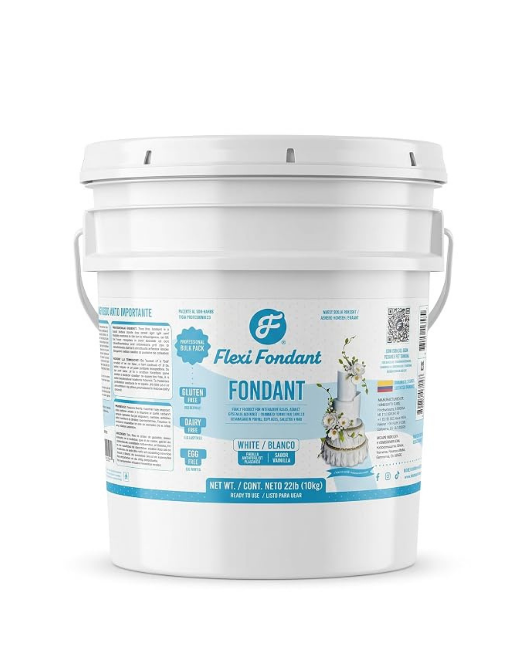 Flexifondant – Fondant Blanco de Vainilla en Balde de 22 lb (10 kg)