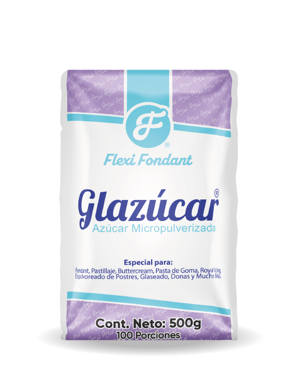 GLAZUCAR-500g-2025 Glazúcar 500g Flexifondant, AZÚCAR GLASS, AZÚCAR MICROPULVERIZADA